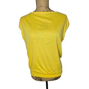 Vintage 1970s Yellow Casual Cap Sleeve Shirt Boat Neck